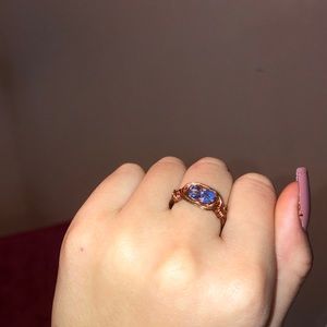 blue beaded , copper ring